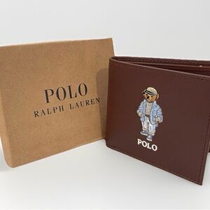 Polo Ralph Lauren Polo Bear Billfold Wallet Leather Brown Men’s BRAND NEW